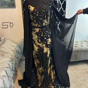 Elegant Black and Gold Evening Gown